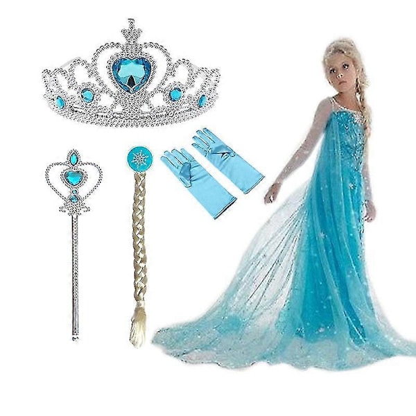 2022 Ny Elsa Kjole Piger Sommerkjole Prinsesse Cosplay Kostume Kjoler Til Børn Jul Fødselsdag Fancy Party Vestidos Menina-c elsa set 9 9T(150)