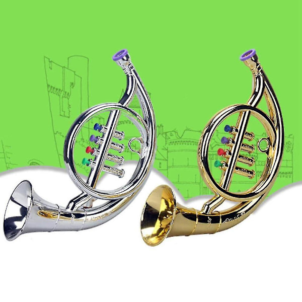 Franskt horn med 4 färgade tangenter, tidig musikutbildning, leksaksprop, miniatyrblås instrument för [DmS]