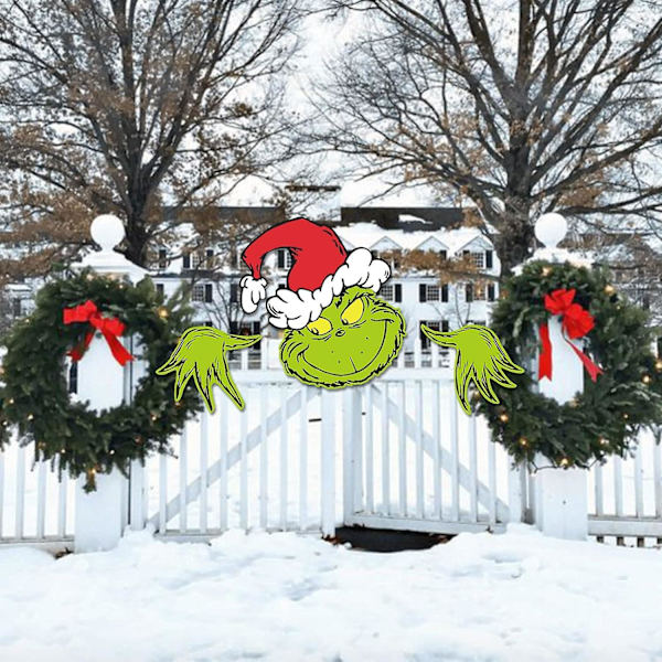 3 stk. Grinch Gærde-Kigger, Grinchmas Dekoration Til Træ, Grinch Trætop Til Whoville Julepynt