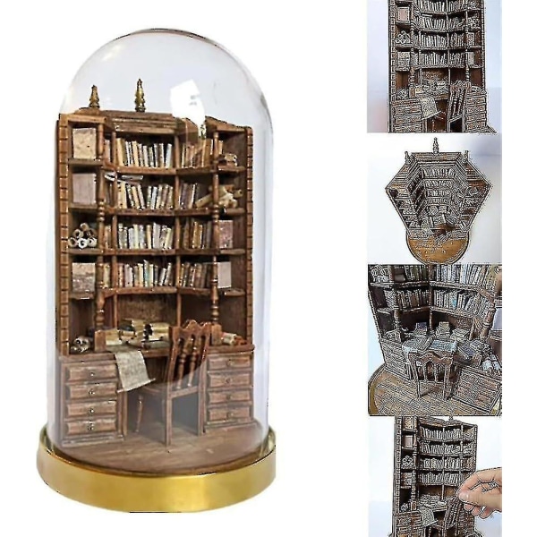 The Bay Library Miniatyr gotisk bokhylla, handgjorda miniatyrbokhyllorBY