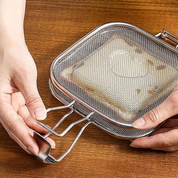 Toastmaskine i rustfrit stål med brødgrillnet