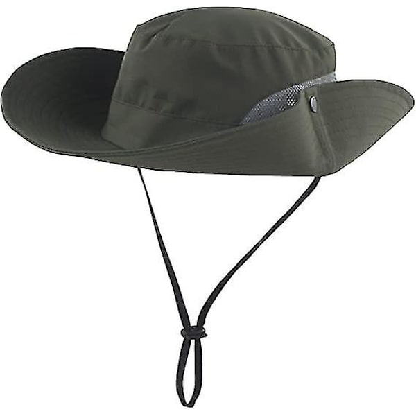 Dam sommar solhatt bred brätte utomhus UV-skydd hatt hopfällbar hästsvans hink keps för strand fiske vandring  (FMY) Army Green