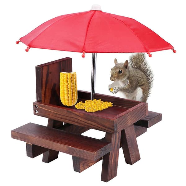 Sjov Have Til Udendørs Brug Med Parasol Picnicbord Egernfoder Holdbar Gave B