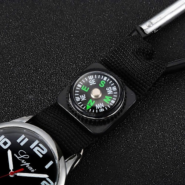 Lommeur Karabinhage Clip Quartz Ur med Flettet Rem til Vandreture Rejser Klatring Mode Afslappet Sygeplejerskeur (nior)