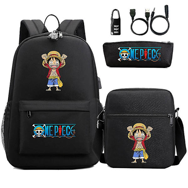 Luffy skolväska - Vattentät rese-USB-stöldskyddad ryggsäck för kvinnor och män - Laptop resväska med utomhussporter Mochilas hög kvalitet 6