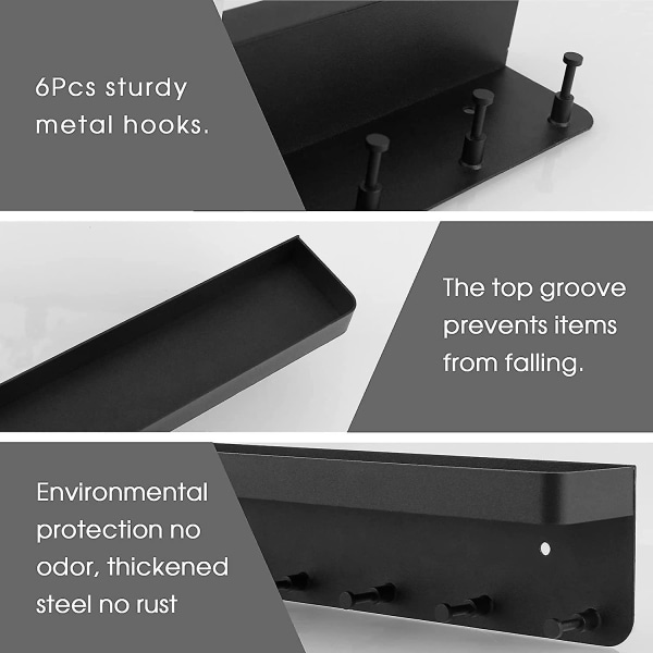 Nøkkelbrett med Heilwiy-hylle, nøkkelholder Allsidig nøkkelbrett med Heilwiy 6 kroker & nøkkelreim nøkkelstativBY
