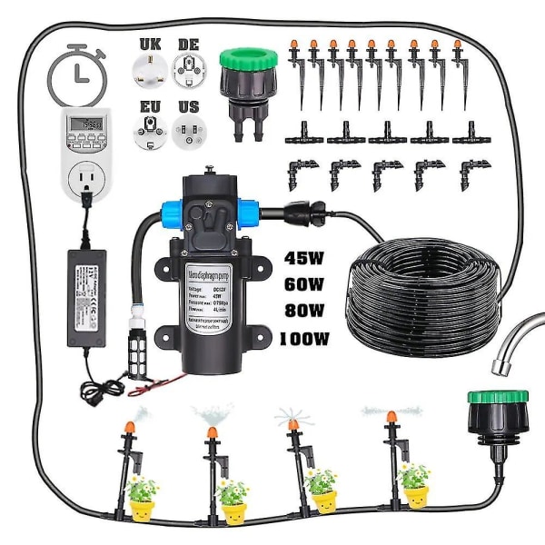 Erinomainen 5-30m pumppu itseimevä sarja 90/180/360/nauha sprinkler puutarhan kastelujärjestelmä 1/4' automaattinen kastelulaitteet 100-240vspray P-30m hose only