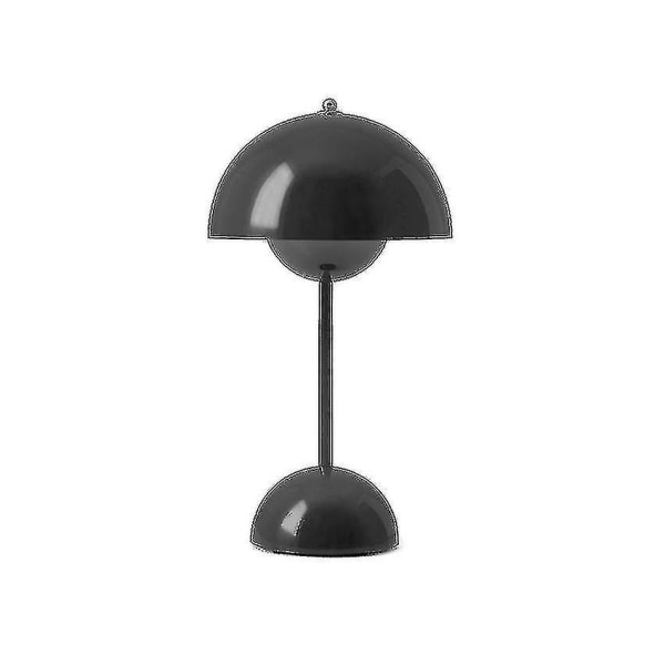 Nordisk genopladelig blomsterbordlampe sengebordslampe skrivebordslampe svampe soveværelse borddekoration natbordslampe natlys [DB] Black