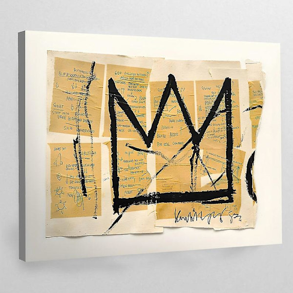 Basquiat Crown -kankaasta tehty seinätaulu Basquiat Crown Basquiat Crown -seinätaulu Jean Michel Basquiat Crown -taideteos Jean Michel Basquiat -seinäkoriste Basquiat -kangas -papoa145BY 12x18 in 30x45cm