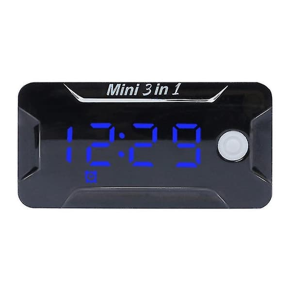 Vattentät digital tidsklocka & termometer & spänningsvoltmeter motorcykel Blue