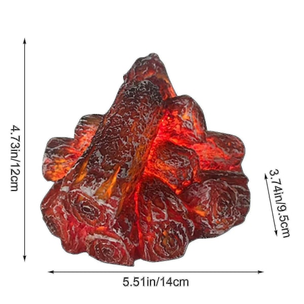 Träkol Led Lampa Konstgjord Led Öppen spis Realistiskt Trä Trä Glödande Brinnande Flame Flamlös Öppen spis Ljus För Inredning Hem (böna)
