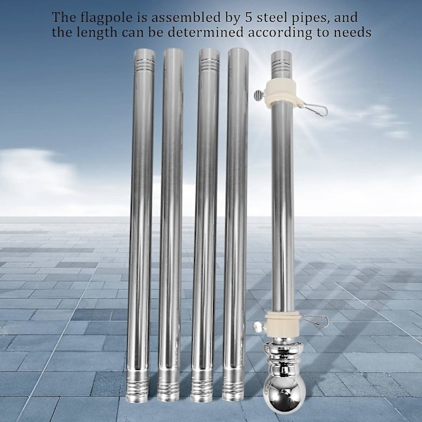 Flagstang, Flagstang i Rustfrit Stål, Velegnet til Husgård Have, Anti-rust Flagstangs Holder (sølv -cdsx Silver