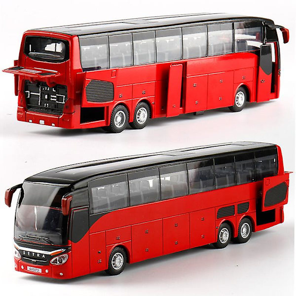 1:32 Högkvalitativ Legering Dubbeldäckare Buss Ljud Ljus Metall Diecast Drag tillbaka Simulation Lyx Sightseeing Bussfordon Barnleksaker [DmS] Red