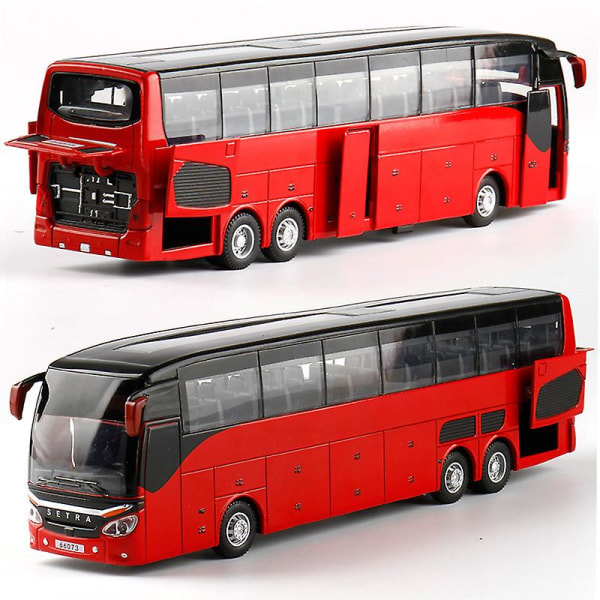 1:32 Høj Kvalitet Legering Dobbeltdækkerbus Lyd Lys Metal Diecast Træk Tilbage Simulation Luksus Sightseeing Bus Køretøj Børns Legetøj [DmS] Red