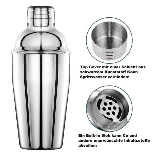 Cocktail Shaker Mixer Sæt i Rustfrit Stål med Si [DB]