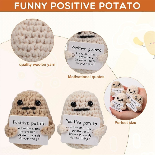 10 st Söta Positiva Potatisar Emotionellt Stöd Gurka med Kort och Påsar Virkad Docka Plysch Leksak [LGL]
