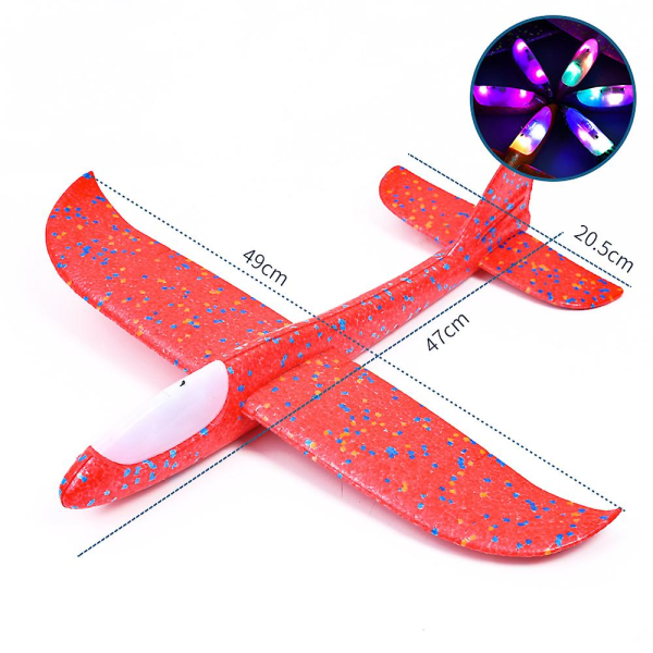 48cm Stor Skumflyvemaskine Håndkast Fly Inertiel Udendørs Lancering Legetøj til Børn [DmS] Red Luminous Head