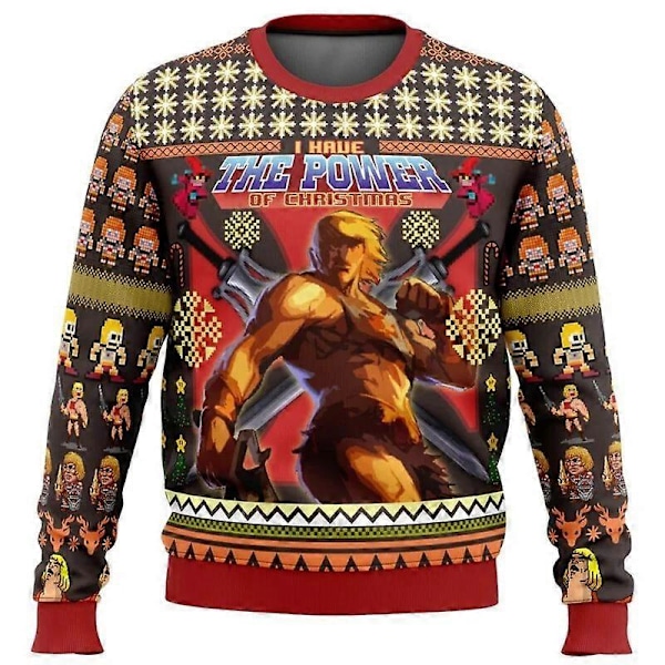 HEYYEYA HE-MAN Stygg Julgenser Gave Julenissen Genser Menn 3D Genser og Høst/Vinter Toppgensere for Menn XXXXXL EL1157