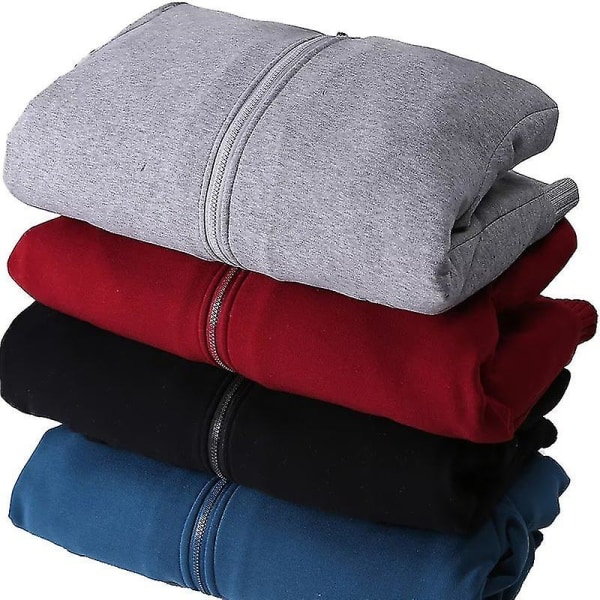 Herr Tjock Varm Fleece Pälsfodrad Hoodie Dragkedja Upp Vinterrock Jacka Sweatshirt Topp blue M