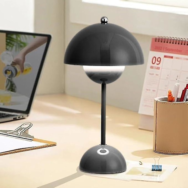 Led Blomsterpot Bordlampe, Moderne Macaron Lampe, Dæmpbar Bordlampe Med 3 Farger [DB] Black