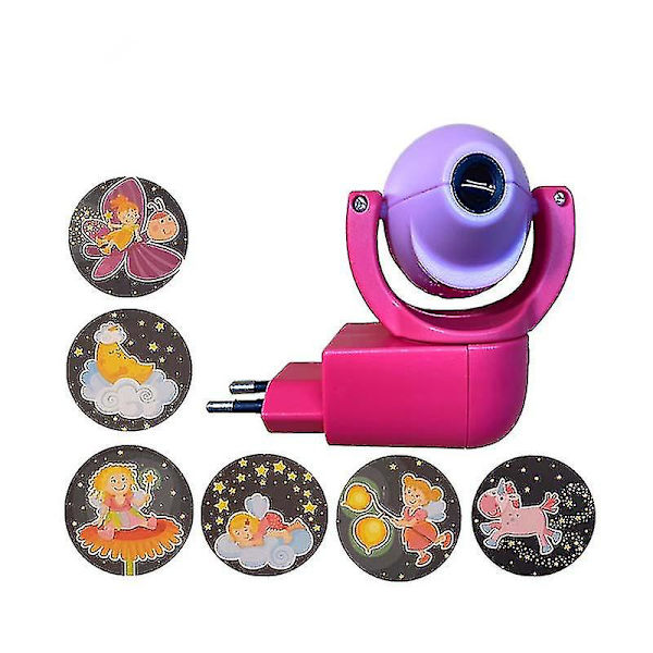 Stjerne Måne Dyr Projektor Led Projektor 6 Billeder Sensor EU Stik Natlys Til Børn Baby Soveværelse DekorationnBY Pink