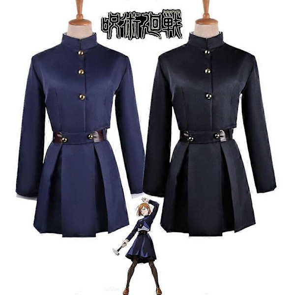 Japansk Anime Uniform Kugisaki Nobara Cosplay Kostym Halloween Karneval Party Festkläder för Kvinnor Navy without wig XXL