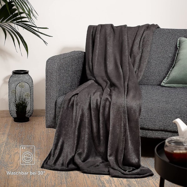Pehmeä ja Halattava Peitto - Korkealaatuinen Peitto, Super Pehmeä Mikrokuitupeitto Sohvan Heittopeitoksi, Vuoteen Peitoksi Tai Olohuoneen Peitoksi Black 230 x 270 cm