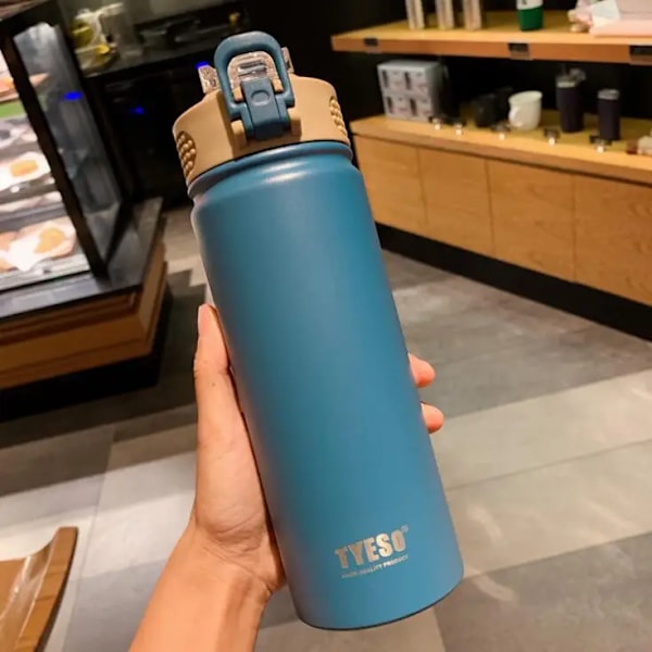 1 st termosflaska med sugrör 530 ml 750 ml thermal i rostfritt stål Bilisolerad kolv Vattentumlare för utomhussporter blue 750ml