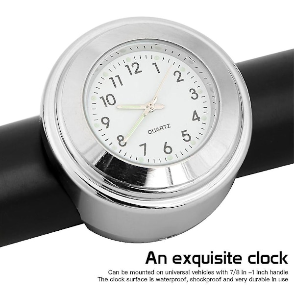 Universal Motorcykel Styr Ur Cykel Termometer Vandtæt Udskiftning Til Motorcykler Cykler 22mm-25.4mm7/8\"\"- 1\"\" Styr Sølv Skal Silver white dial clockandtemp