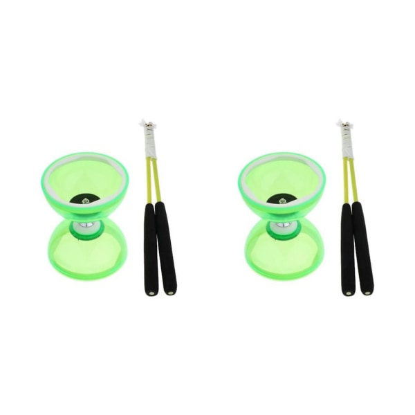 1/2/3/5 Temppupallolelut Kolmikertainen Laakeri Diabolo 12cm Käsitikkujen Ja [DmS] Kanssa Green 12cm 2PCS