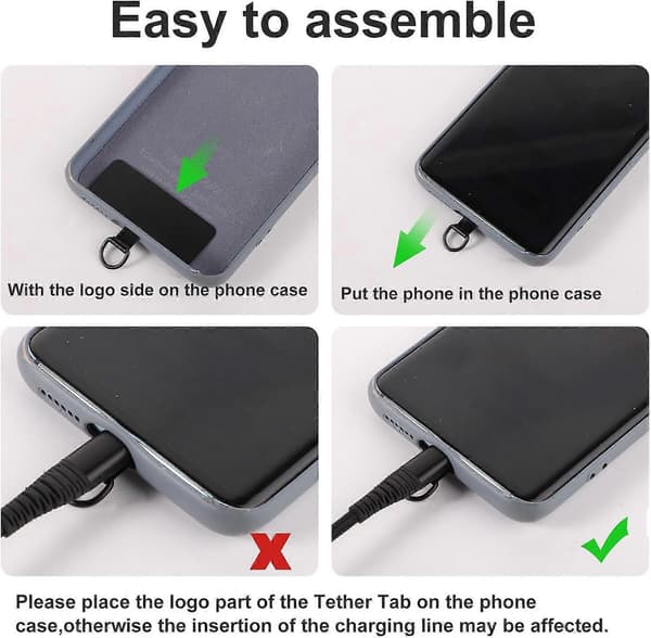 Telefon Tether Patch, Universal Metal Telefon Tether Tab med Fjederring Lanyard