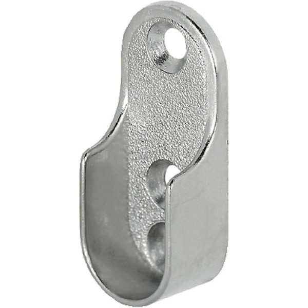 Oval Kabinetsophængs Skinne | OVA | 10 Styk - Oval Stang Garderobe Skab Rørholder | Nikkelbelagt Stål | Stangophængs Tilbehør | Metal Skabstang