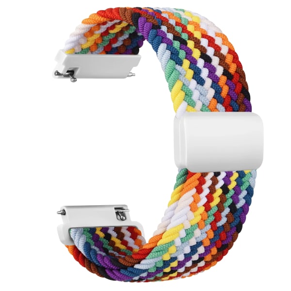 20 mm flettet sololøkke til Garmin Vivoactive 5/3/3 Music Band Armbånd til Garmin VivoMove3/Trend/Sport Venu SQ/SQ2/2plus Rem regnbue regnbue rainbow 20mm