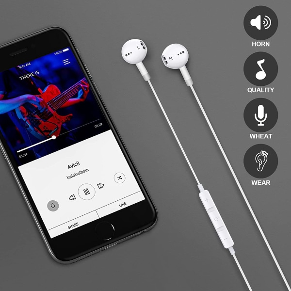 Hörlurar för iPhone 11, Hörlurar för iPhone 12, In-Ear-hörlurar, med  mikrofon och volymkontroll Kompatibel med iPhone 11/12 Pro/13 Mini/SE  2022/X/XR. 5c9a | Fyndiq