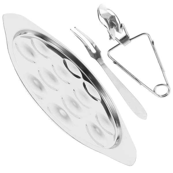 1 Sæt Sneglefad Serveringsfad Rustfrit Stål Escargot Fad Køkkenfad Silver 22.20X18.50X1.50CM
