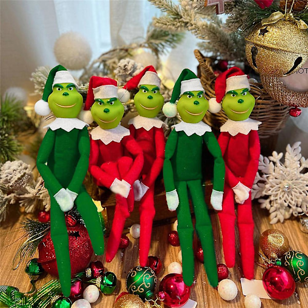 Julepar Grinch-plysjdyr for par, julepynt til hjemmet, ornamenter, gaver til barn Green