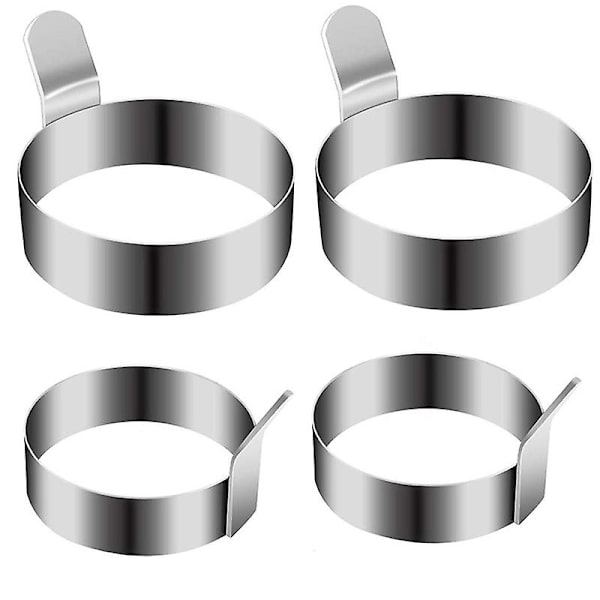 Egg Ring, Omelettform i Rustfritt Stål, Ikke-Klebbende Pannekake Ringform for Steking av Egg, Eggsirkler for G Silver