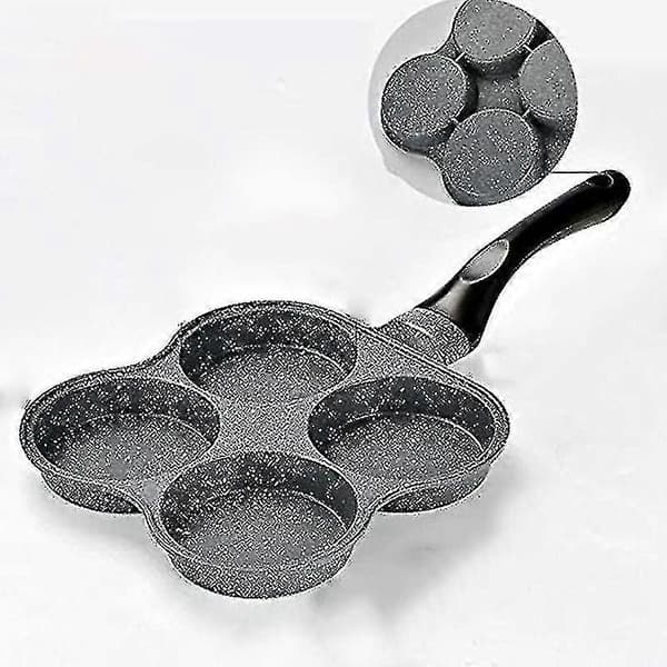 Non-stick stekepanne, panne for egg og hamburger, 4-hulls