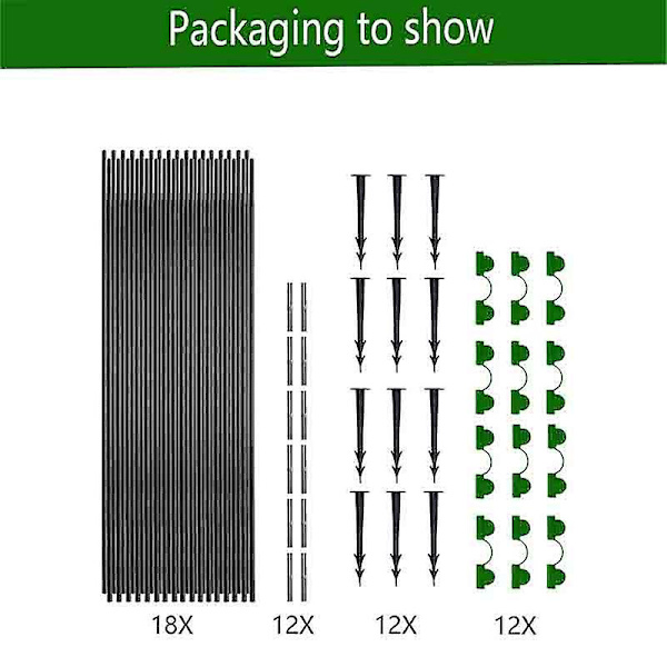 Växthusram, trädgårdsbågar för nät, växthusram trädgårdsbågar DIY växthus båghus kit trädgård gröda skyddsbågar 18pcs - set