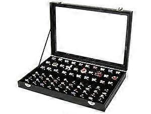 Ringhållare, Sammet Klart Lock 102 Fack Ring Organizer Förvaringslåda Displayfodral