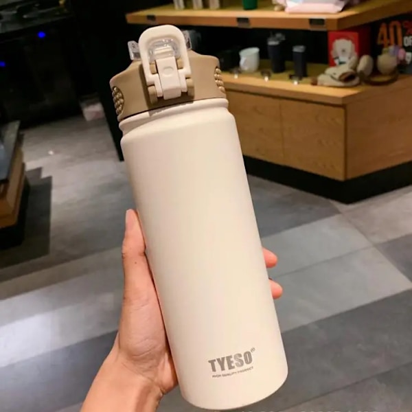 1 st termosflaska med sugrör 530 ml 750 ml thermal i rostfritt stål Bilisolerad kolv Vattentumlare för utomhussporter white 530ml
