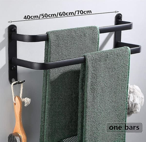 Håndklædeholdere til badeværelse, sorte vægmonterede håndklædestænger til bruser Double Bars 50cm