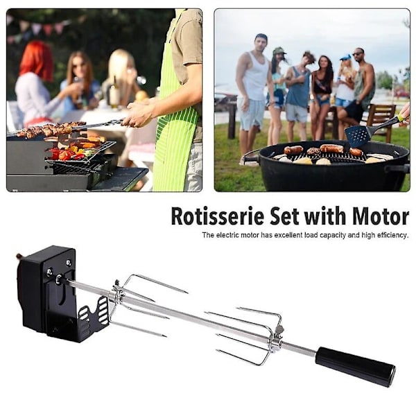 Automatisk rotisserisett i rustfritt stål Bbq rotisserisett Grill rotisserisett for grilling av pølser kyllingbiff EU Plug