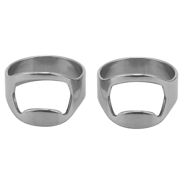2x rustfri stål fingerring flaskeåbner ølflaskeåbner js