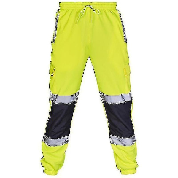 Adults Safety Work Trousers Hi Vis Viz Visibility Elastic Waist Sweatpants  (FMY)BY