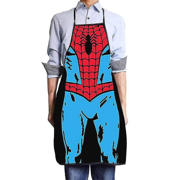 Voksen Novelty Print Matlagingskokk Forkle Fest Middag Grill Kjøkken Bib Kjole spiderman