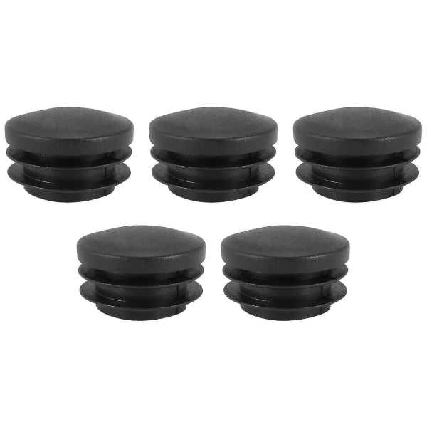 Black Plastic 35mm Dia Blanking End Caps Round Tube Insert 5 Pcs