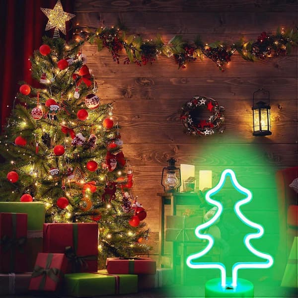 Juletræ Neonlys LED Julepynt USB/batteridrevet Juletræslygter Julebordspynt