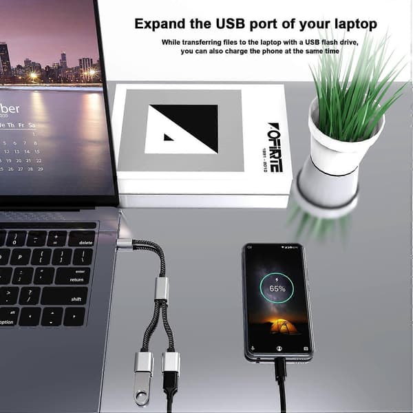 Typ A Typ-C Hane till Dubbel USB 2.0 Hona Adapter USB-C OTG Splitter Y Kabel Konverter Stöd [DB]