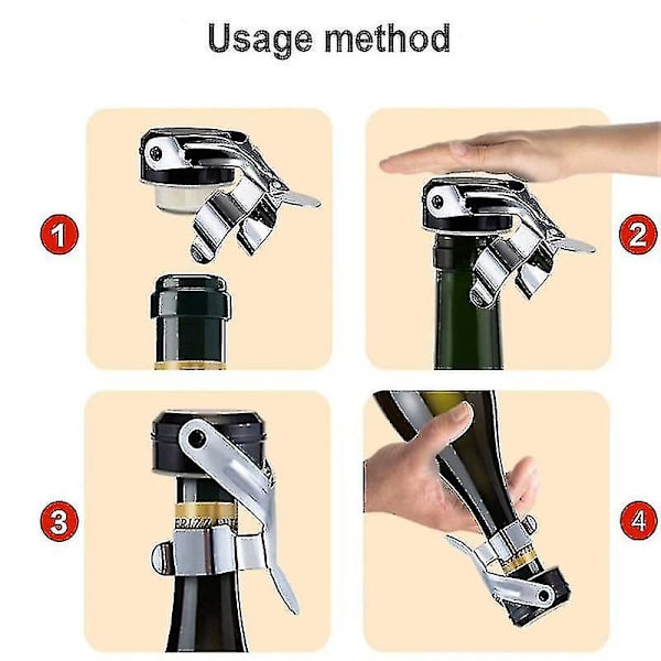 Champagnepropp, 2-pack Rostfritt Stål Champagneflaska Plugg Tätning För Cava Prosecco Mousserande VinproppBY Silver white